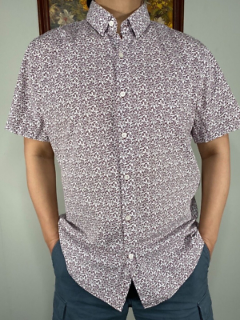 Express FITTED Button Up Shirt Top Men's Multicolor Floral Casual